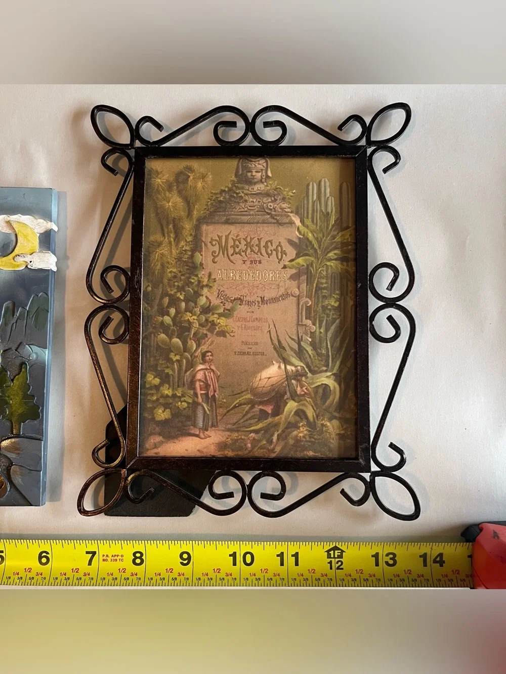 Vintage Chalkware and Metal Picture Photo Frames w/ Fine Art Prints-Set of 2